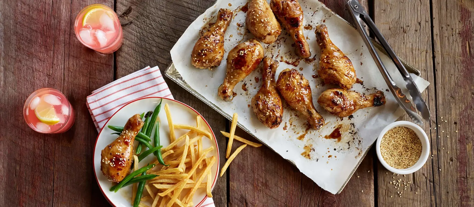 Sticky Sesame Baked Chicken Drumsticks