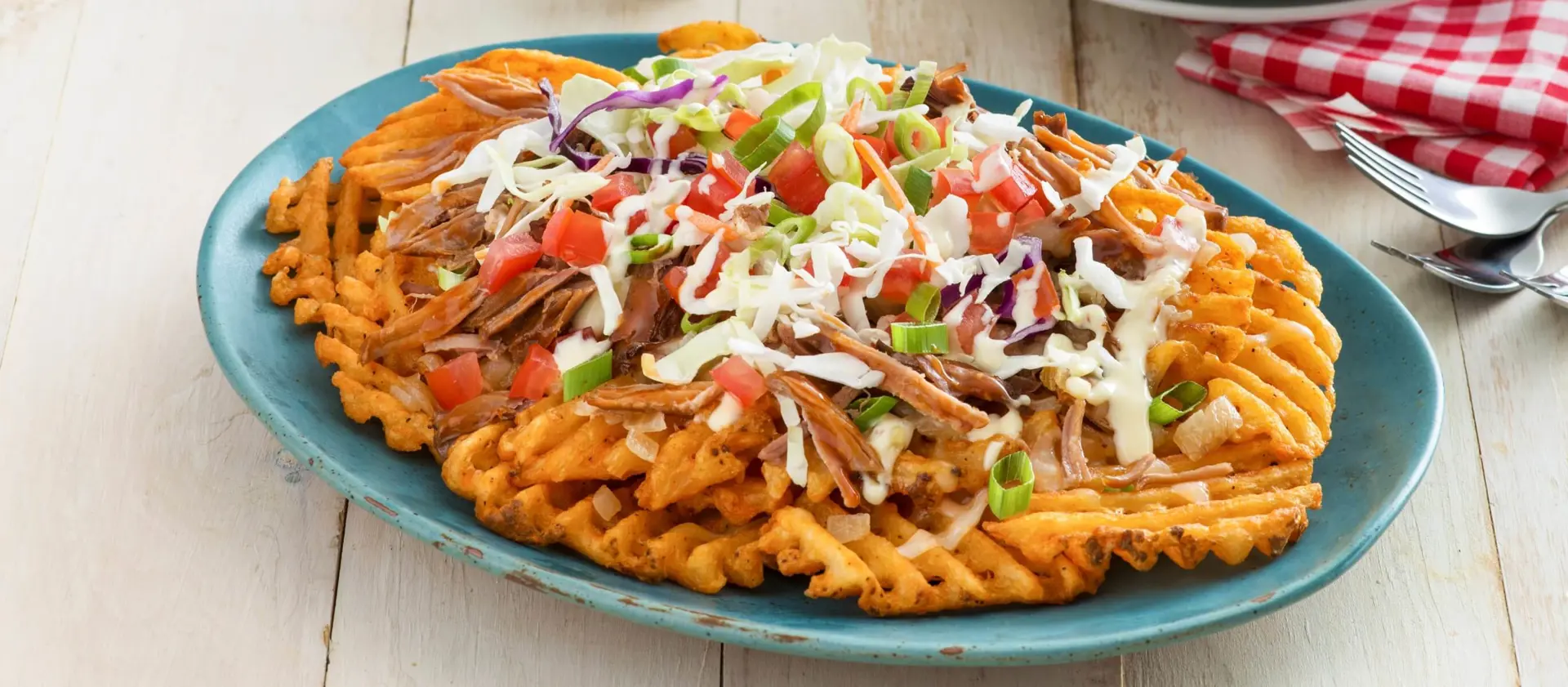 Pulled Pork Spicy Lattice Nachos